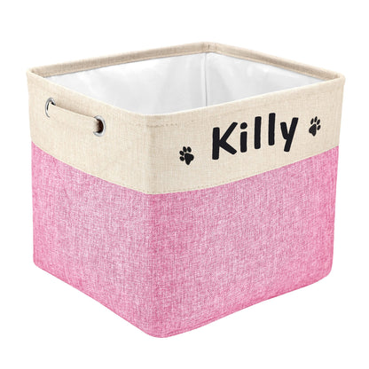 PET ARTIST Collapsible Dog Toy Storage Basket Bin with Personalized Pet's Name - Rectangular Box Chest Organizer for Clothing, Apparel & Accessories