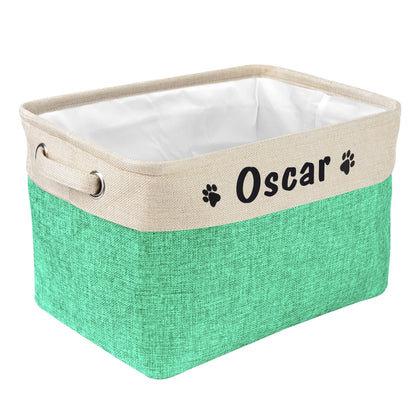 PET ARTIST Collapsible Dog Toy Storage Basket Bin with Personalized Pet's Name - Rectangular Box Chest Organizer for Clothing, Apparel & Accessories