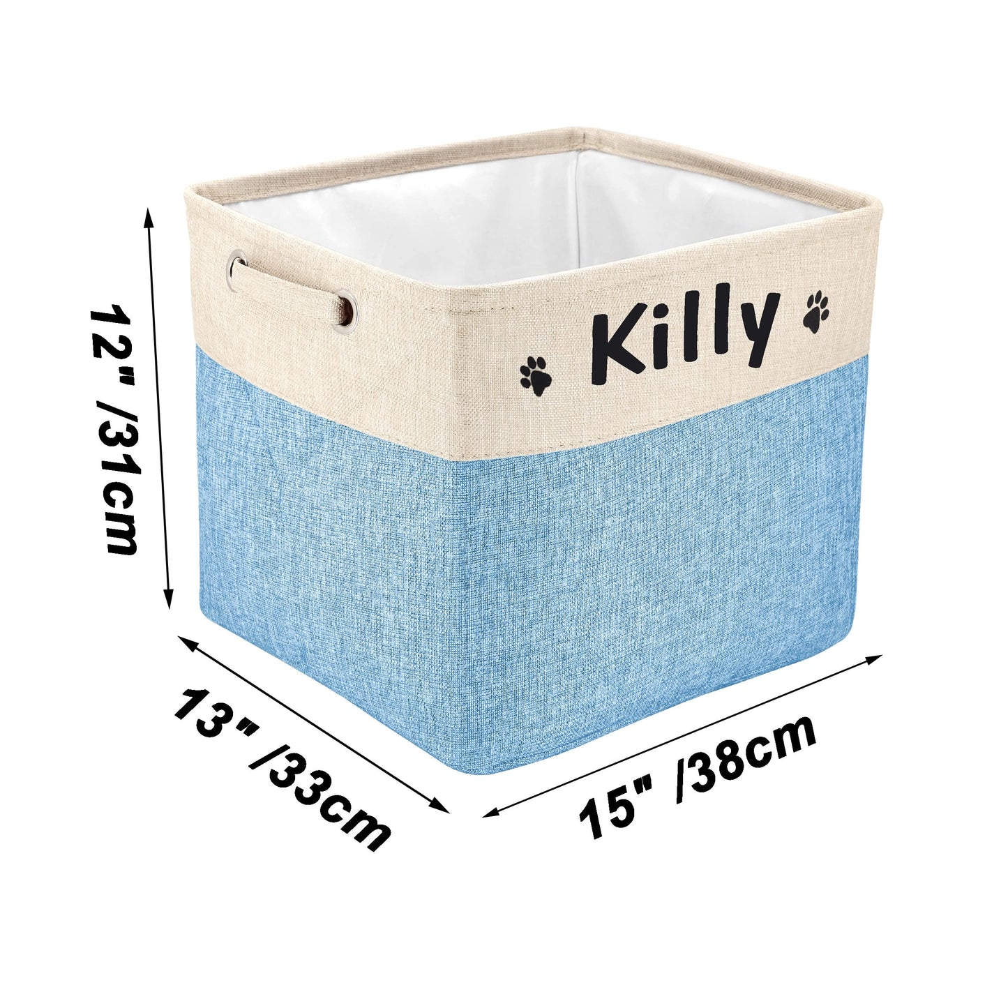 PET ARTIST Collapsible Dog Toy Storage Basket Bin with Personalized Pet's Name - Rectangular Box Chest Organizer for Clothing, Apparel & Accessories