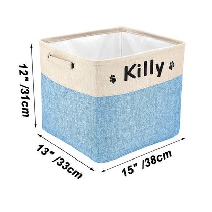PET ARTIST Collapsible Dog Toy Storage Basket Bin with Personalized Pet's Name - Rectangular Box Chest Organizer for Clothing, Apparel & Accessories