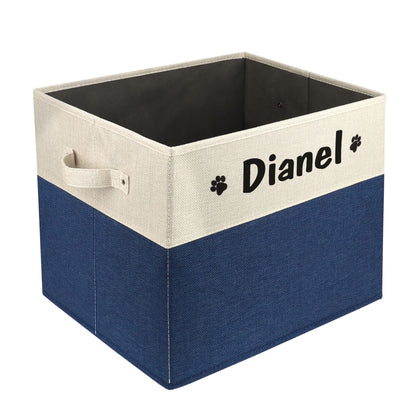 PET ARTIST Collapsible Dog Toy Storage Basket Bin with Personalized Pet's Name - Rectangular Box Chest Organizer for Clothing, Apparel & Accessories