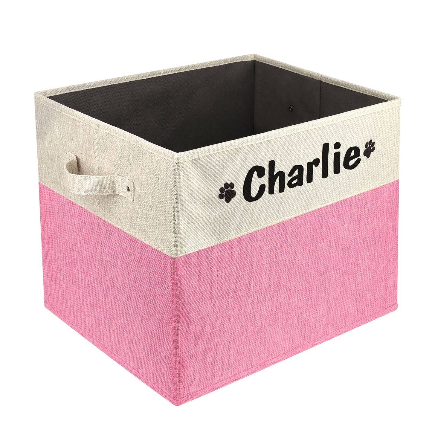 PET ARTIST Collapsible Dog Toy Storage Basket Bin with Personalized Pet's Name - Rectangular Box Chest Organizer for Clothing, Apparel & Accessories
