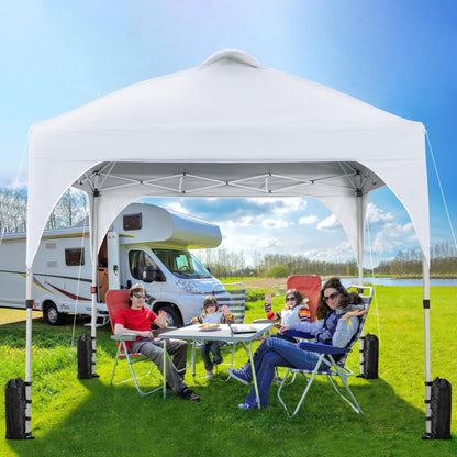 Yaheetech 10x10 Pop Up Canopy Tent with Vent, Easy Set Up Tent, Instant Sun Shelter Canopy with Wheeled Bag, 4 Sandbags, 12 Stakes & 4 Ropes, for Parties, Beach, Outdoor, White