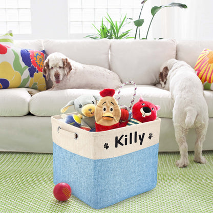 PET ARTIST Collapsible Dog Toy Storage Basket Bin with Personalized Pet's Name - Rectangular Box Chest Organizer for Clothing, Apparel & Accessories