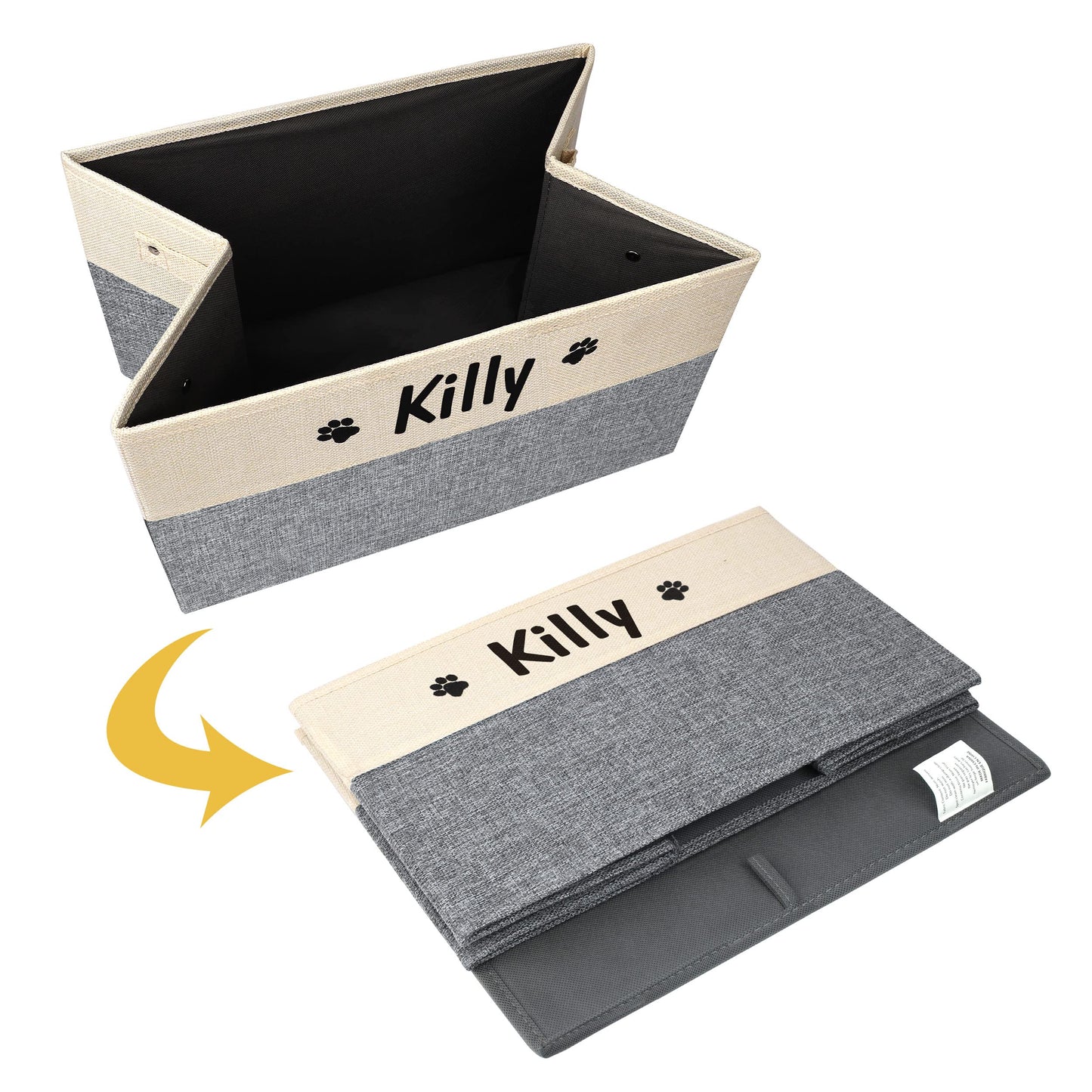 PET ARTIST Collapsible Dog Toy Storage Basket Bin with Personalized Pet's Name - Rectangular Box Chest Organizer for Clothing, Apparel & Accessories