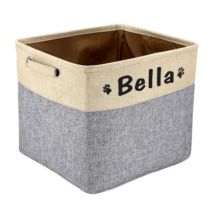 PET ARTIST Collapsible Dog Toy Storage Basket Bin with Personalized Pet's Name - Rectangular Box Chest Organizer for Clothing, Apparel & Accessories