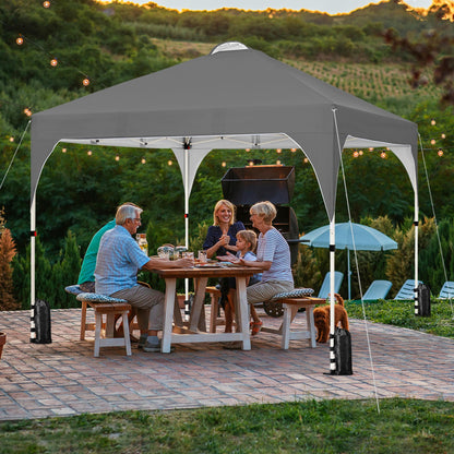 Yaheetech 10x10 Pop Up Canopy Tent with Vent, Easy Set Up Tent, Instant Sun Shelter Canopy with Wheeled Bag, 4 Sandbags, 12 Stakes & 4 Ropes, for Parties, Beach, Outdoor, White