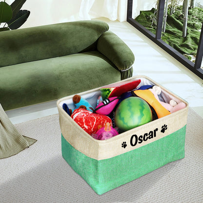 PET ARTIST Collapsible Dog Toy Storage Basket Bin with Personalized Pet's Name - Rectangular Box Chest Organizer for Clothing, Apparel & Accessories