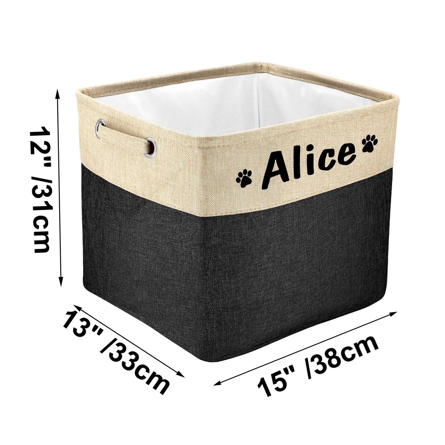 PET ARTIST Collapsible Dog Toy Storage Basket Bin with Personalized Pet's Name - Rectangular Box Chest Organizer for Clothing, Apparel & Accessories