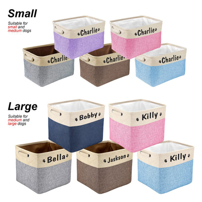 PET ARTIST Collapsible Dog Toy Storage Basket Bin with Personalized Pet's Name - Rectangular Box Chest Organizer for Clothing, Apparel & Accessories