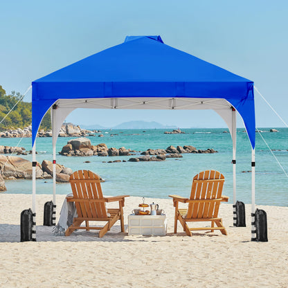 Yaheetech 10x10 Pop Up Canopy Tent with Vent, Easy Set Up Tent, Instant Sun Shelter Canopy with Wheeled Bag, 4 Sandbags, 12 Stakes & 4 Ropes, for Parties, Beach, Outdoor, White
