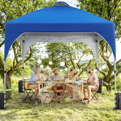 Yaheetech 10x10 Pop Up Canopy Tent with Vent, Easy Set Up Tent, Instant Sun Shelter Canopy with Wheeled Bag, 4 Sandbags, 12 Stakes & 4 Ropes, for Parties, Beach, Outdoor, White