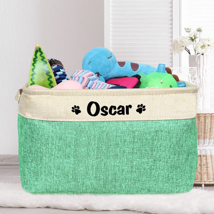 PET ARTIST Collapsible Dog Toy Storage Basket Bin with Personalized Pet's Name - Rectangular Box Chest Organizer for Clothing, Apparel & Accessories