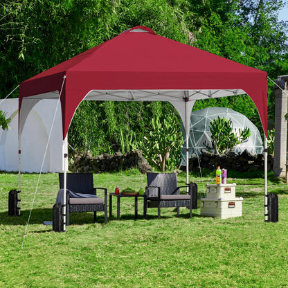 Yaheetech 10x10 Pop Up Canopy Tent with Vent, Easy Set Up Tent, Instant Sun Shelter Canopy with Wheeled Bag, 4 Sandbags, 12 Stakes & 4 Ropes, for Parties, Beach, Outdoor, White