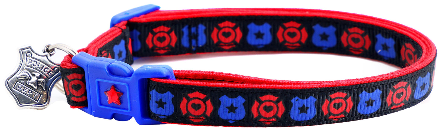 Fire and Police Badges Cat Collar-3