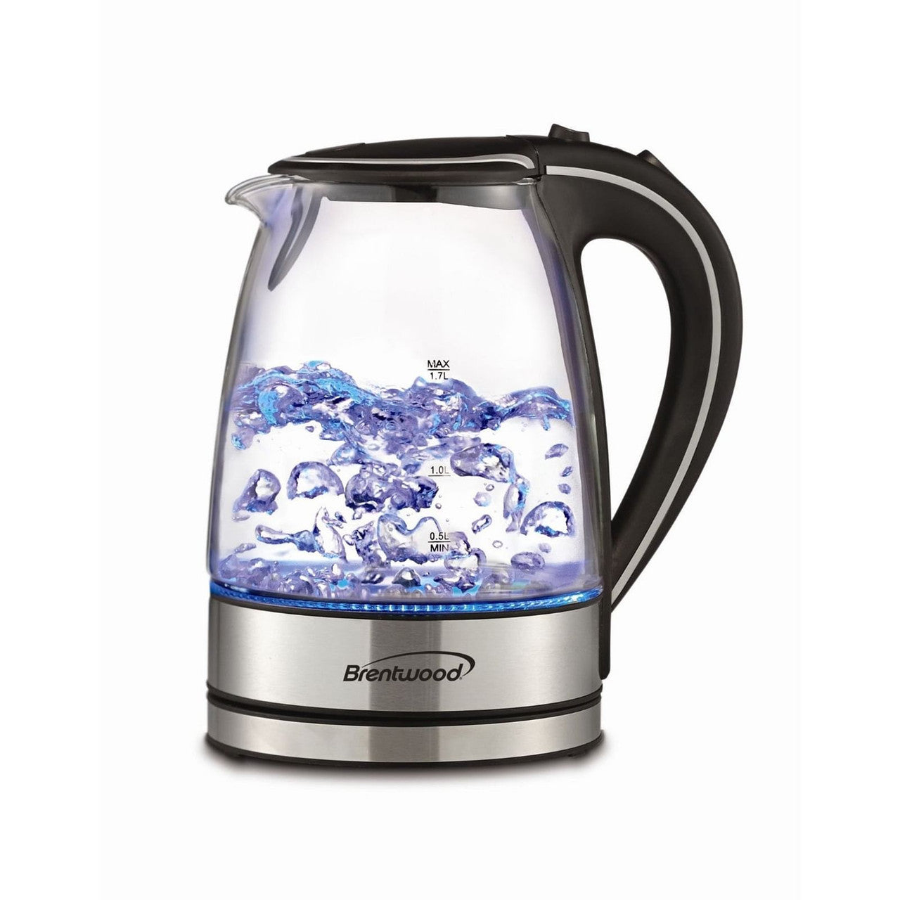 Brentwood 1.7L Tempered Glass Tea Kettle in Black-0