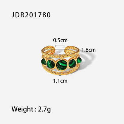 Popular Women's Green Malachite Tigereye Hollow Ring