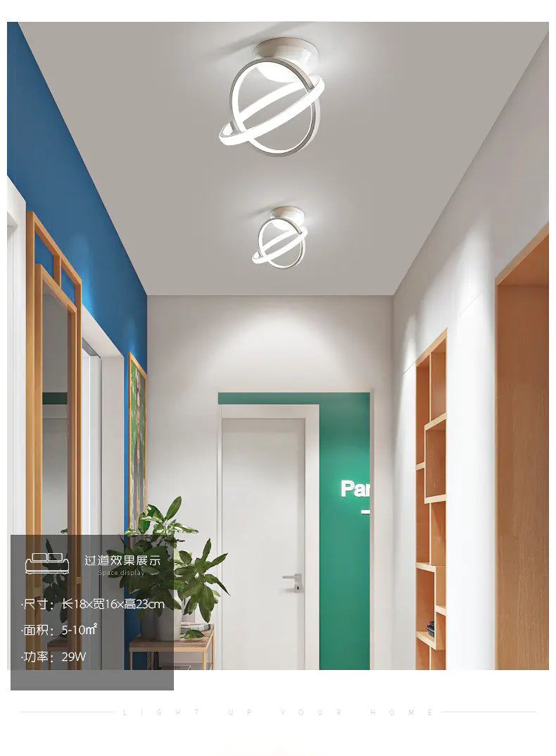 Modern LED Ceiling Light with Double Circles for Hallway