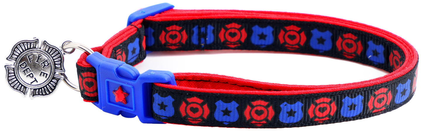 Fire and Police Badges Cat Collar-2