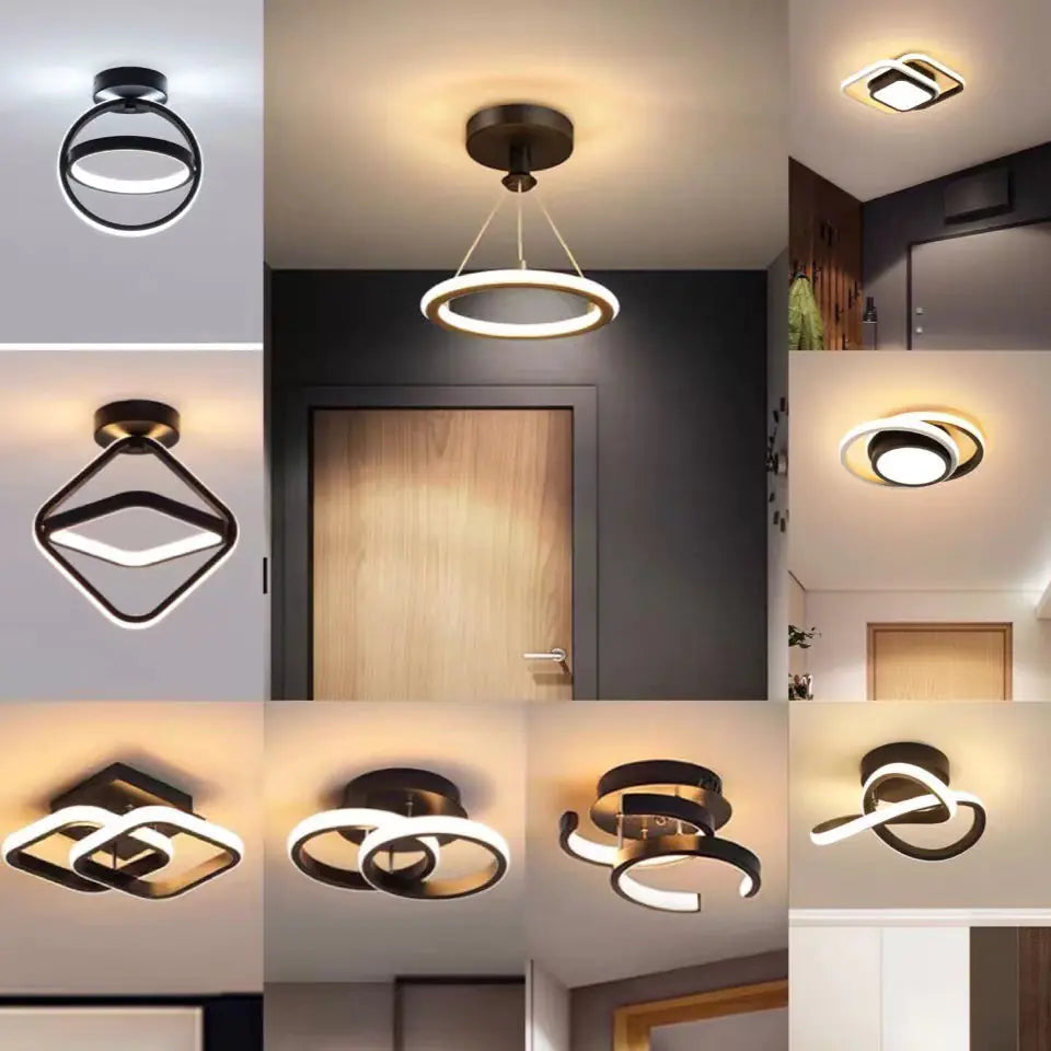 Modern LED Ceiling Light with Double Circles for Hallway