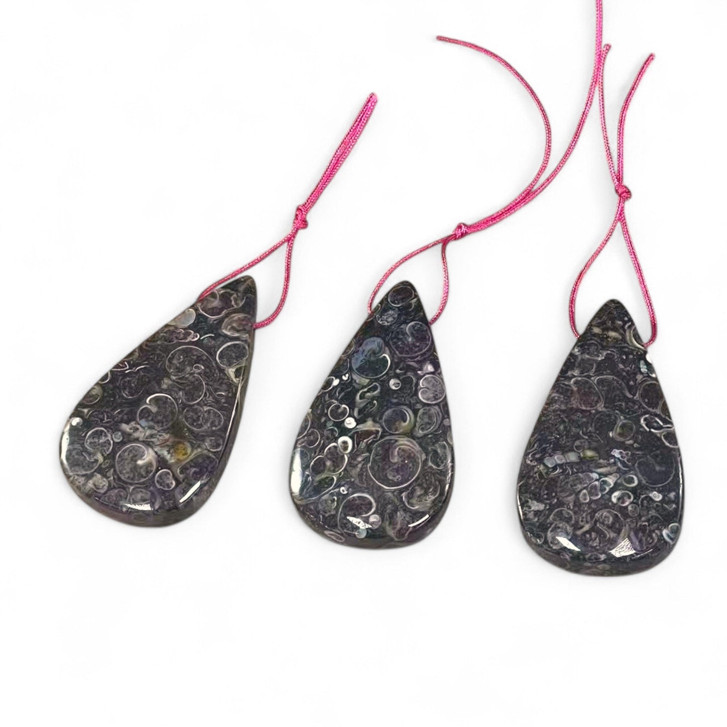 Turritella Fossil Agate, Teardrop Shape, Top Side Drilled, Pendant