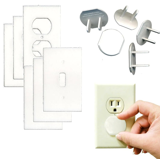 Electrical Outlet Safety Caps For Childproofing/Baby Cover Plugs and Draft Insulation Pack (16 Caps + 10 Gaskets)