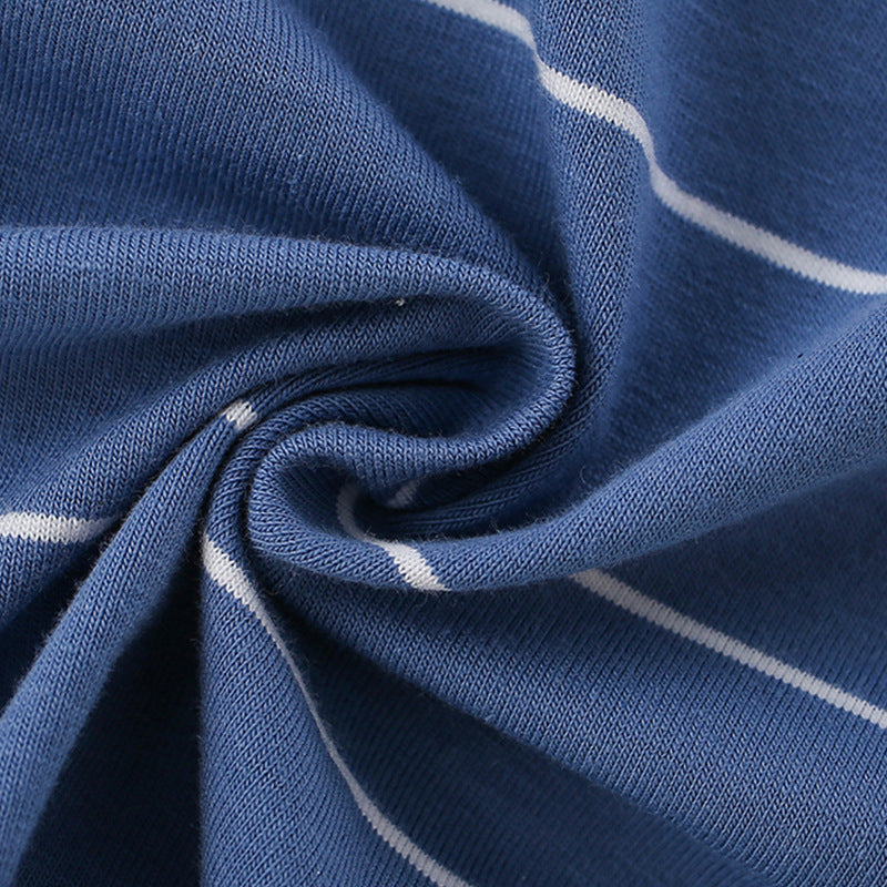 Boys’ Cute Dinosaur Cartoon Pattern Striped Short Sleeves T-Shirt In European And American Style For Summer-4