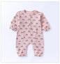 Spring Arrival Baby Unisex Long Sleeves Waffle Grid and Simple Pattern Rompers-5