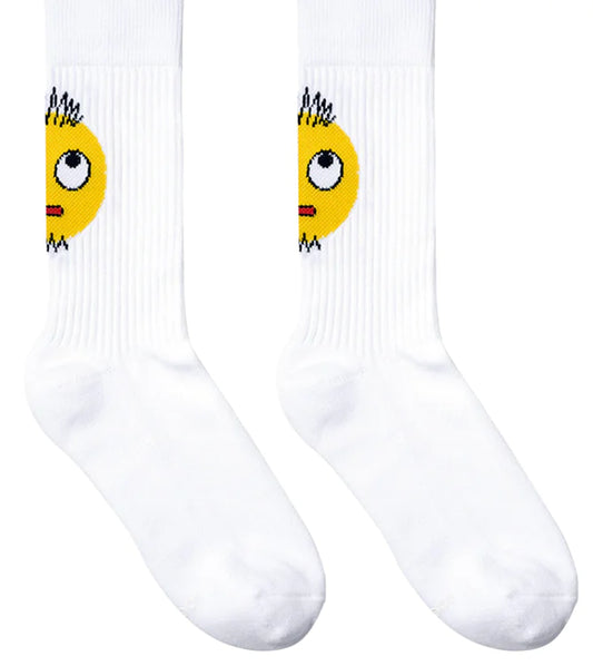 Original Design White Mustache Emoji Sports Socks